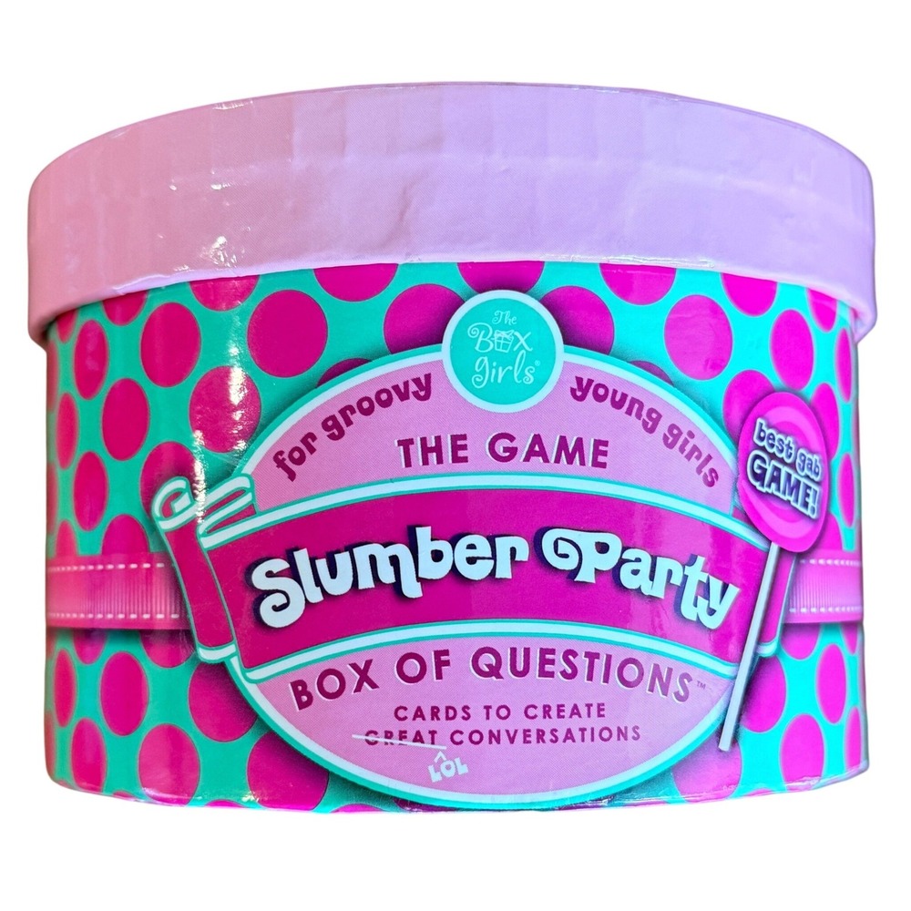 The Box Girls Slumber Party Box of Questions Game 82 Cards Pink Teal 2010 Girls